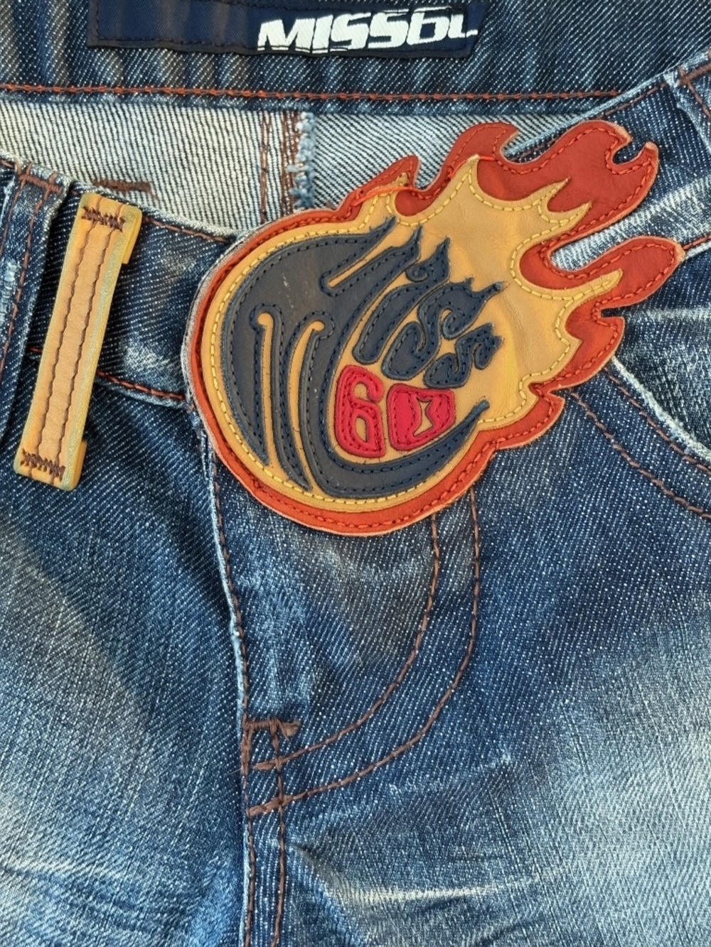 Miss Sixty Vintage Y2K Low Rise Flame Denim Micro Shorts Size 27 - Picture 3 of 8
